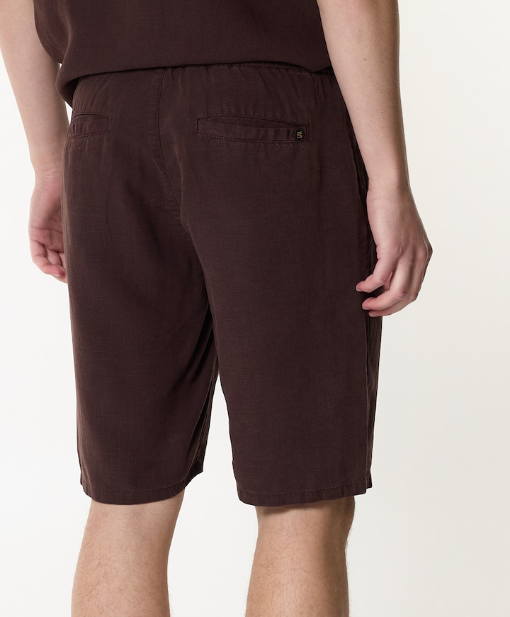 Shorts Chino With Linen, Garment Dye heren korte broek bruin