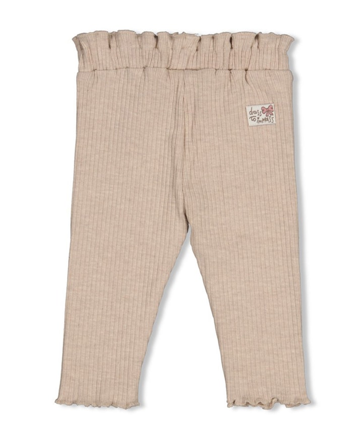 Legging rib meisjes broek beige