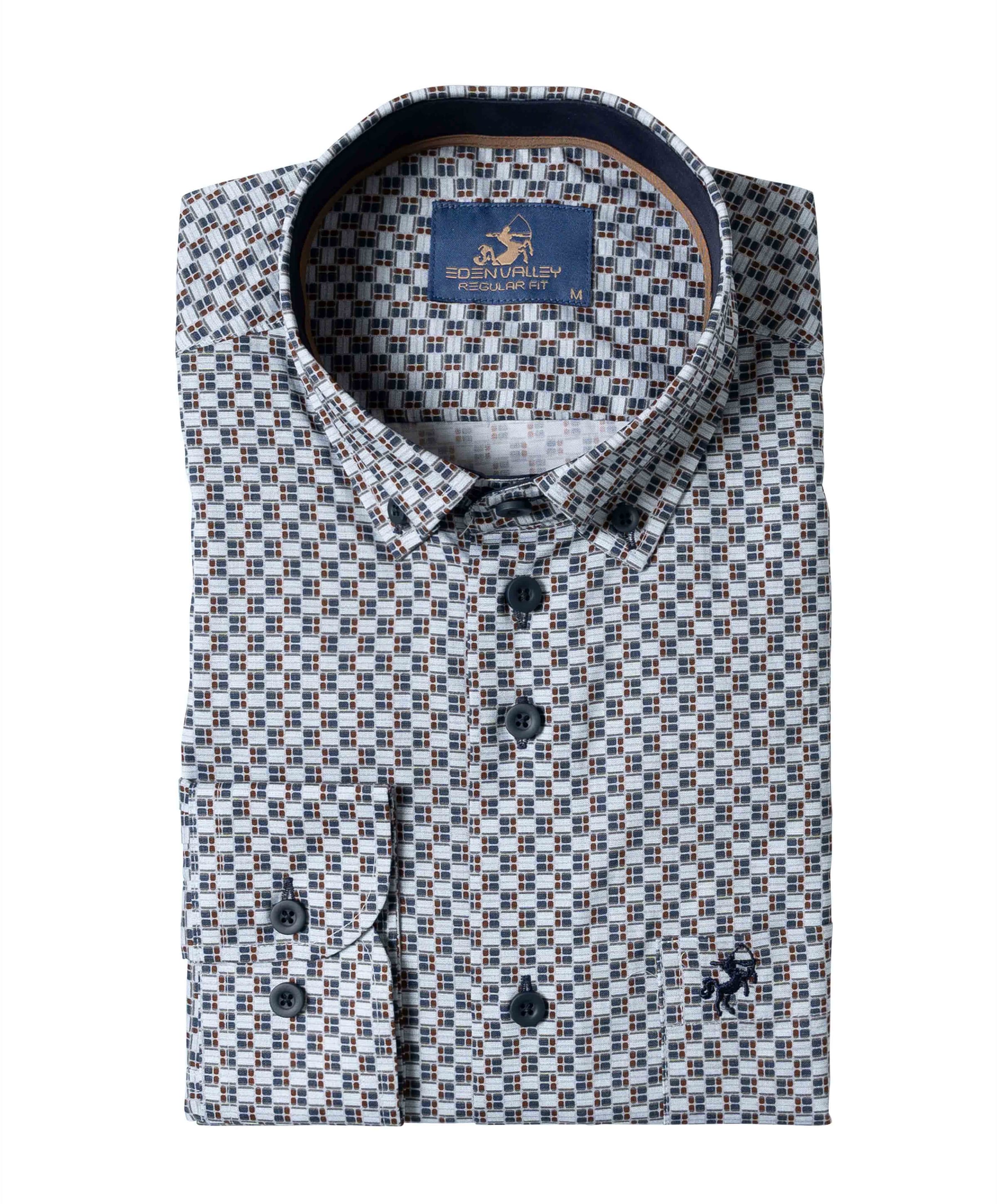 Heren overhemd lange mouw grijs