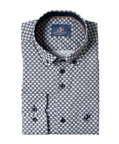 Heren overhemd lange mouw grijs