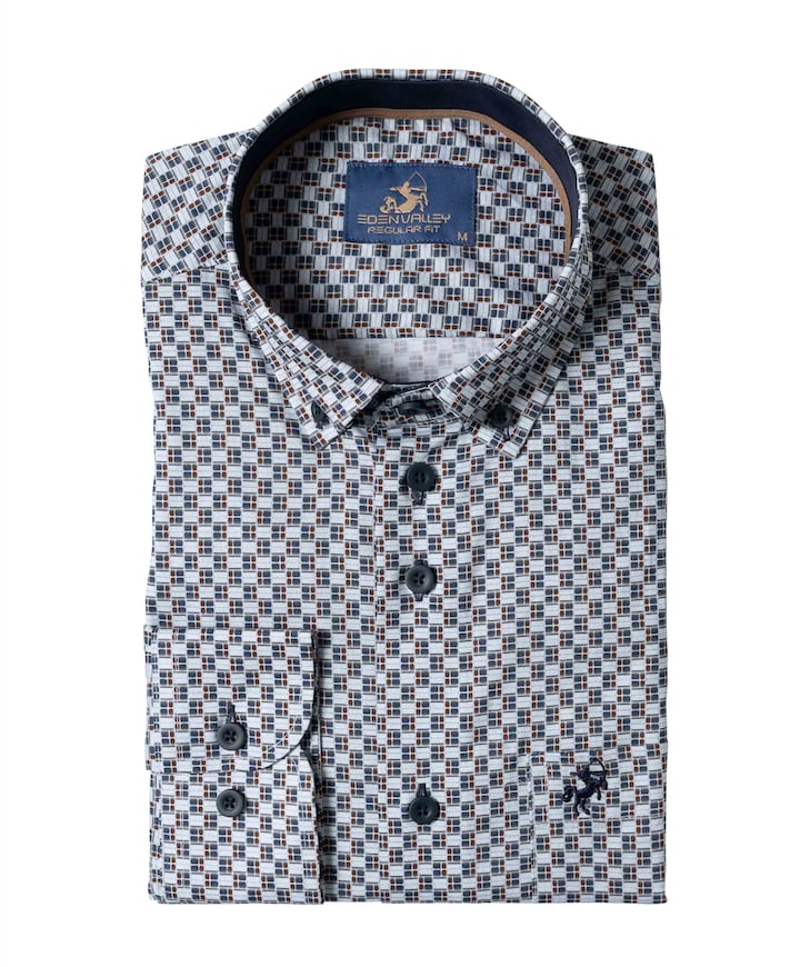 Heren overhemd lange mouw grijs