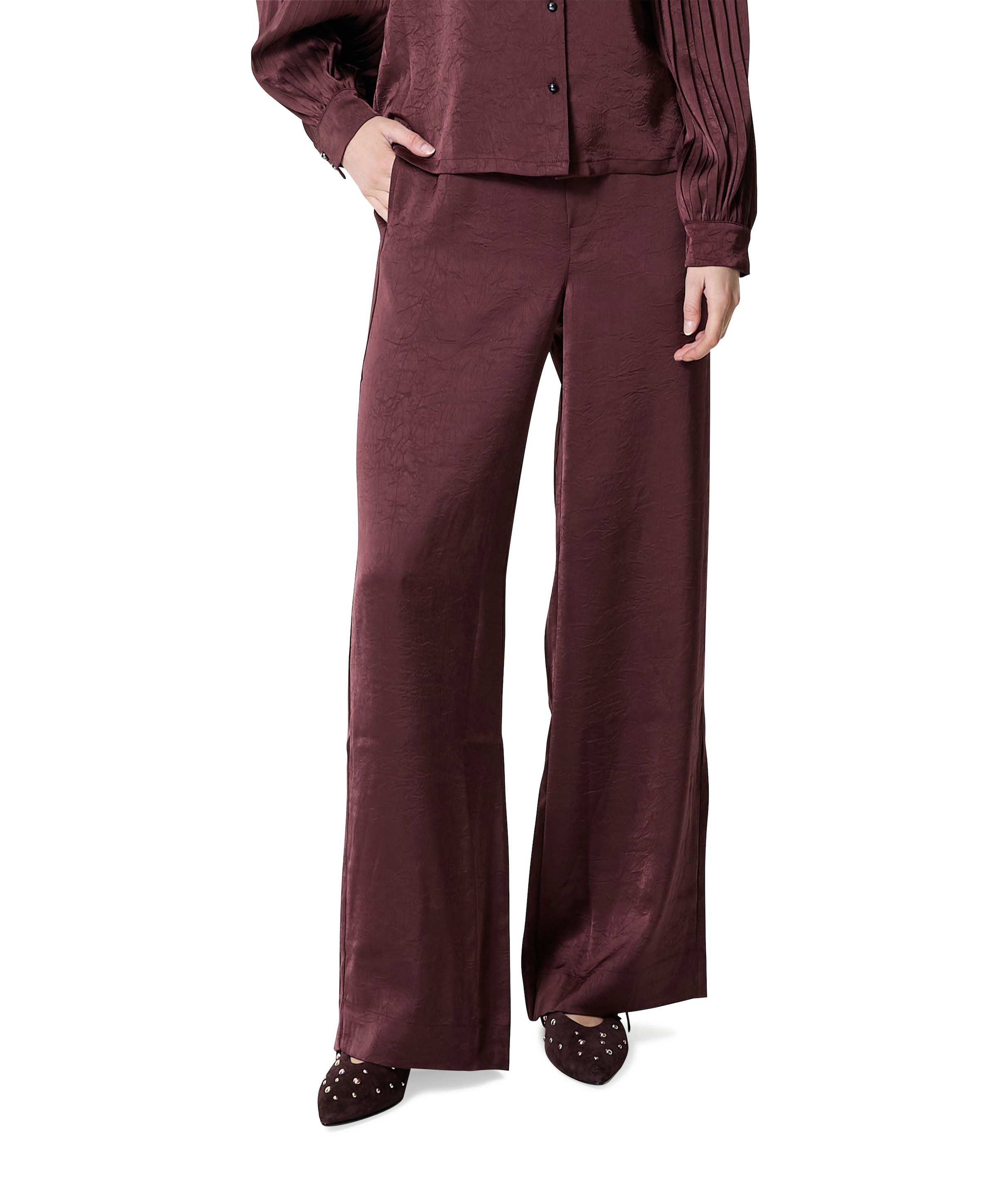 Satin dames broek bordeaux