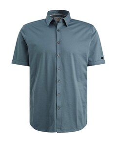 Heren overhemd korte mouw blauw