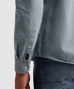 Heren overhemd lange mouw blauw