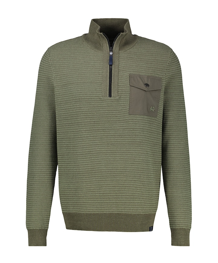 Heren trui met rits groen