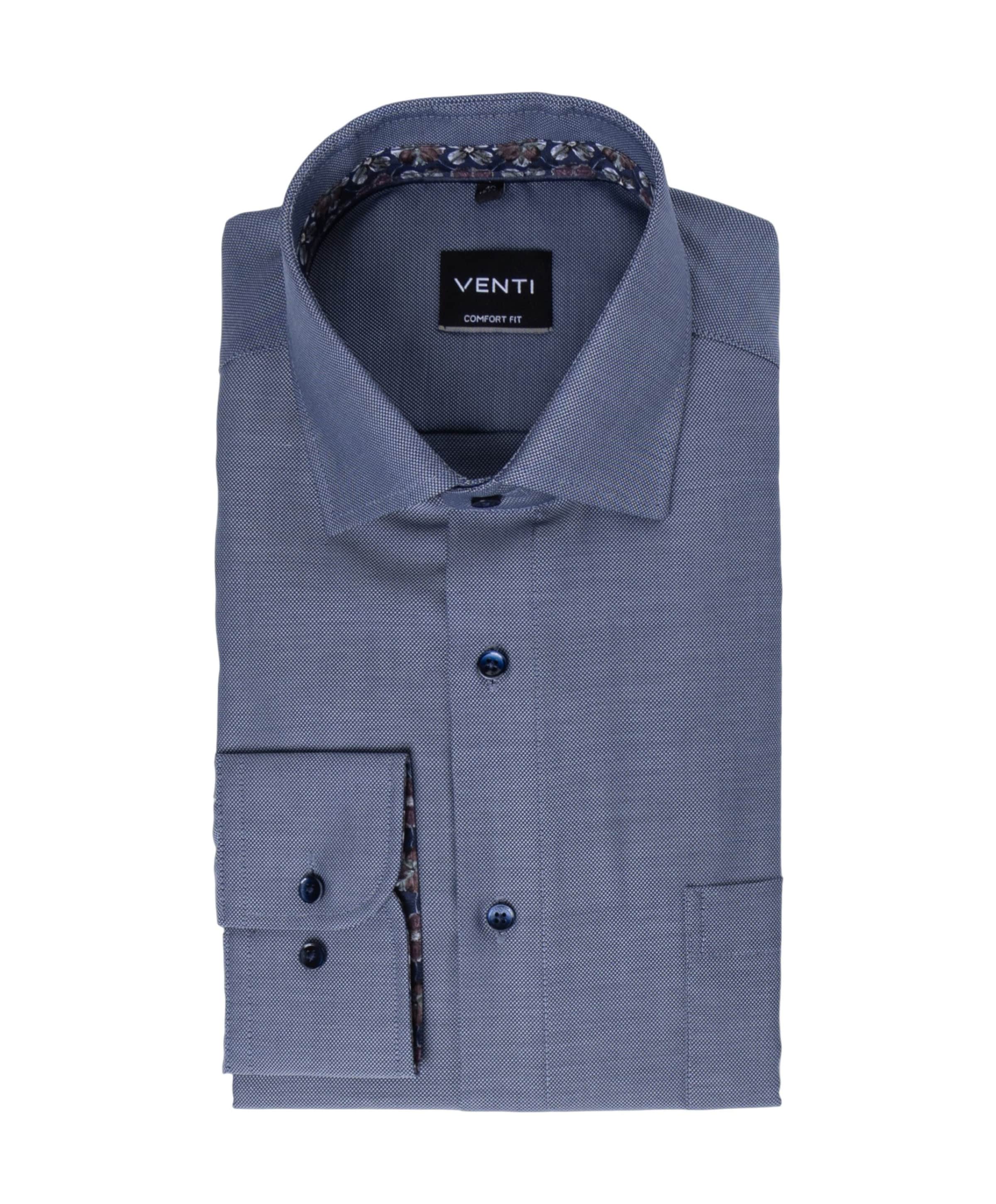 Heren overhemd lange mouw blauw