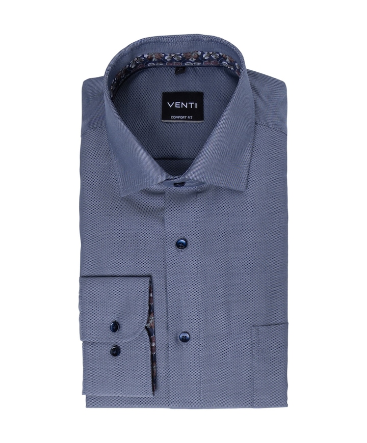 Heren overhemd lange mouw blauw