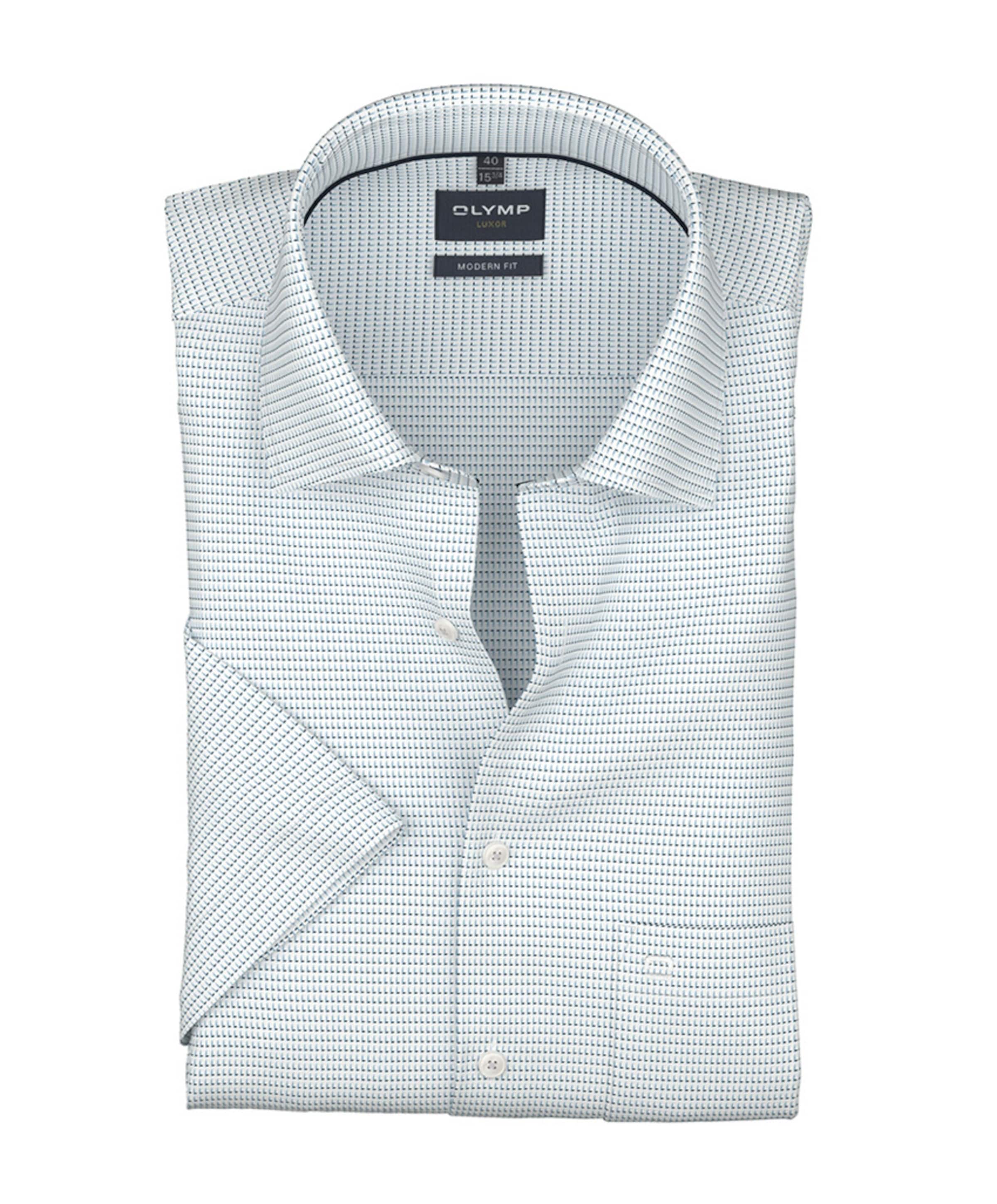 Heren overhemd korte mouw blauw