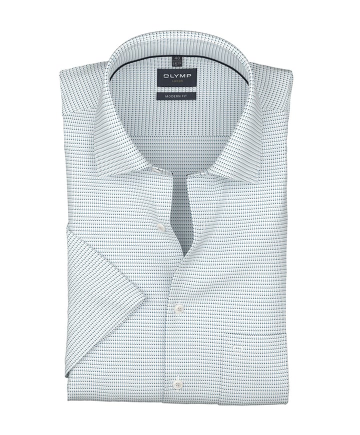 Heren overhemd korte mouw blauw