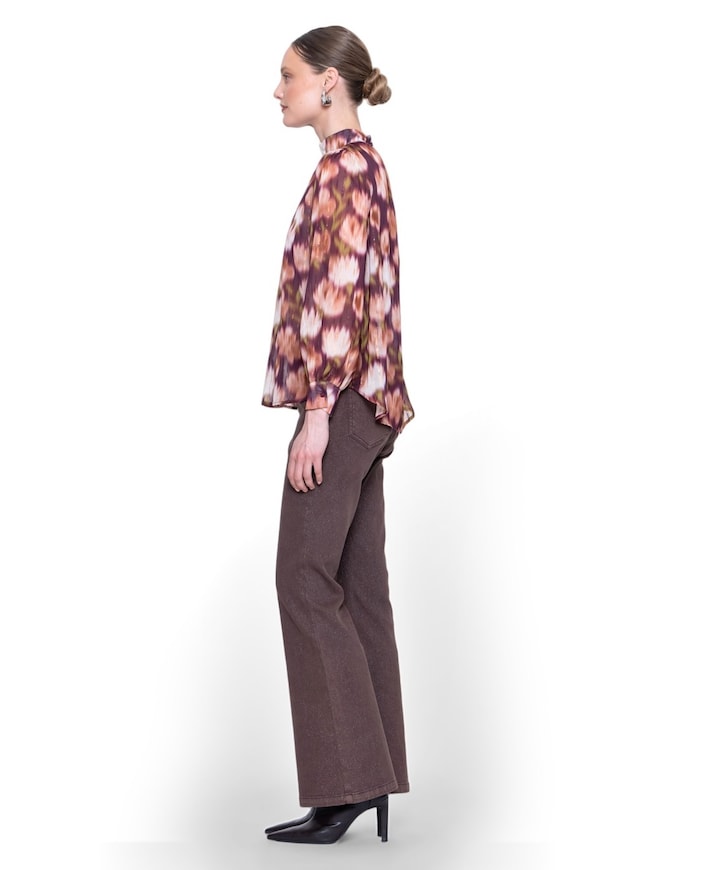 Flair lurex dames jeans bruin