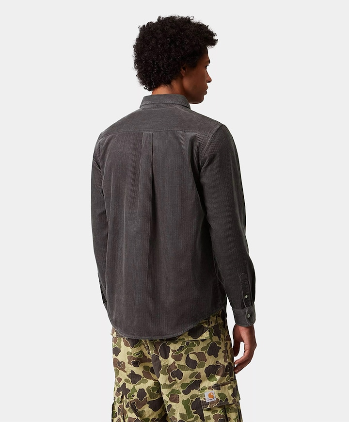 Heren overhemd lange mouw grijs