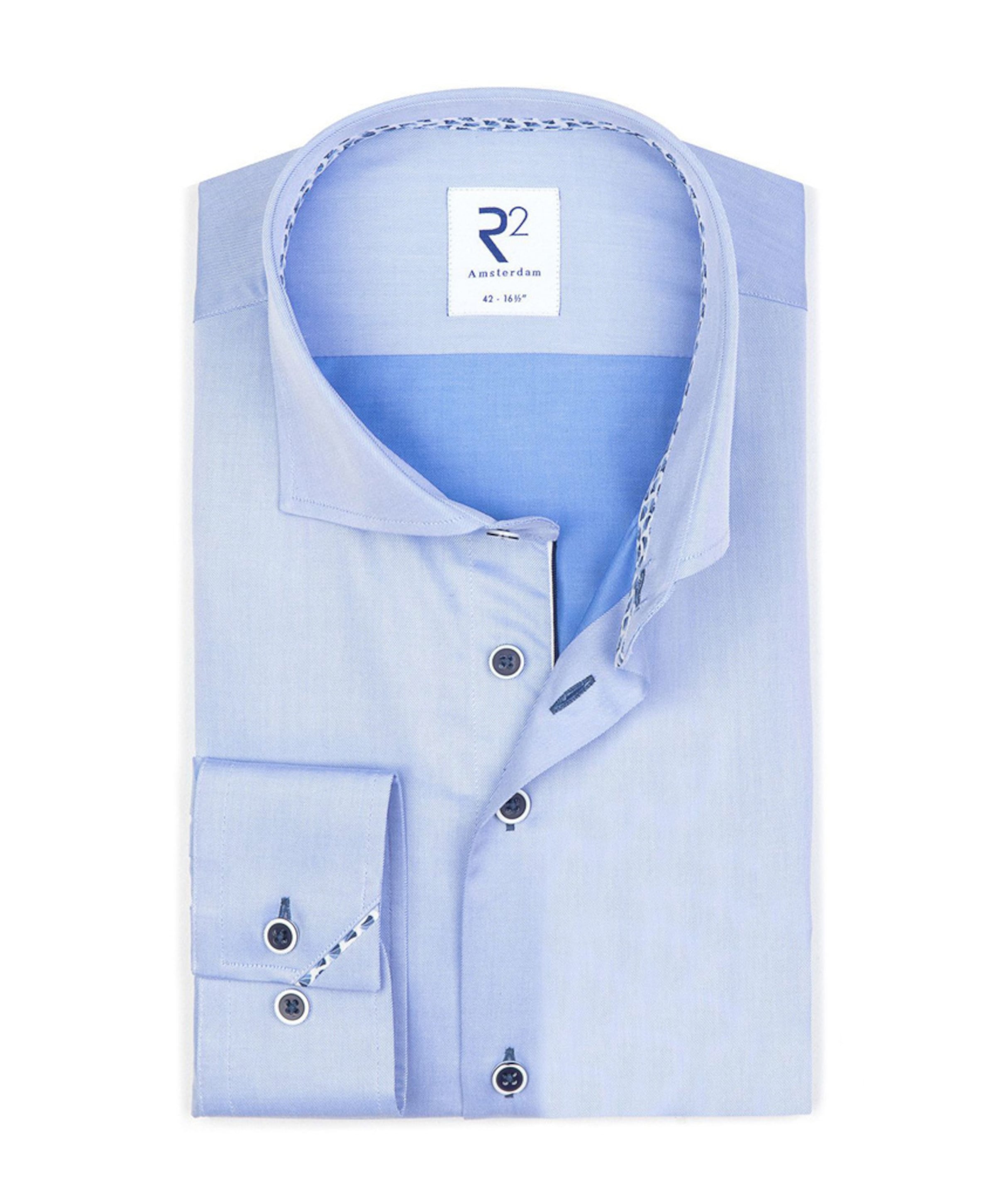 Heren overhemd lange mouw blauw