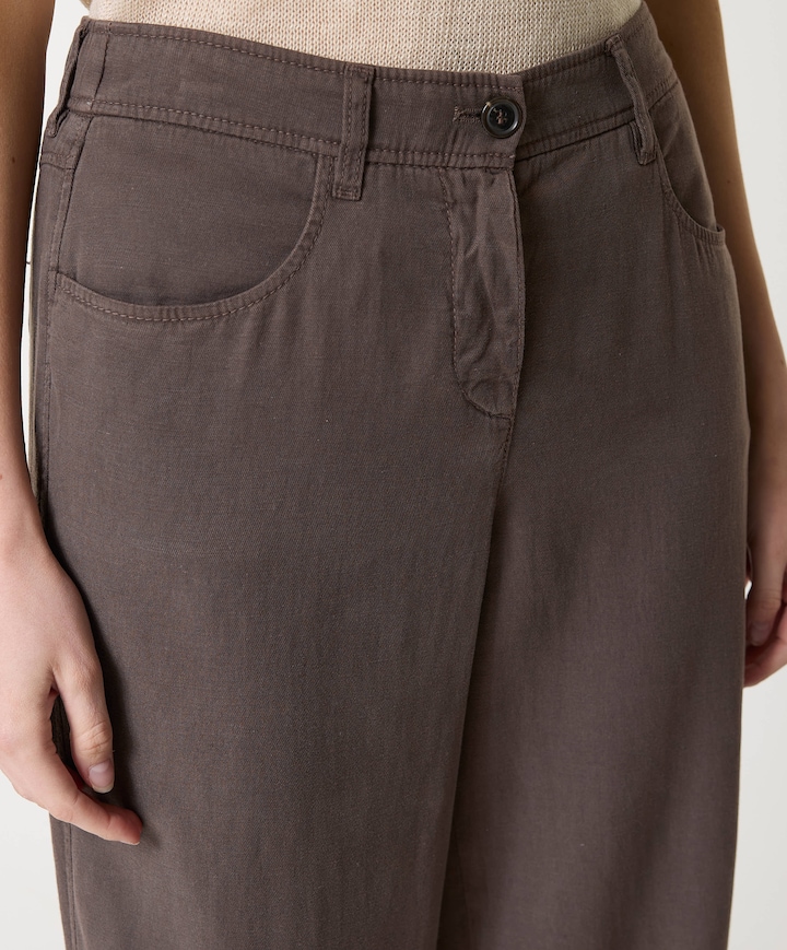 Wide leg Feminine dames broek bruin