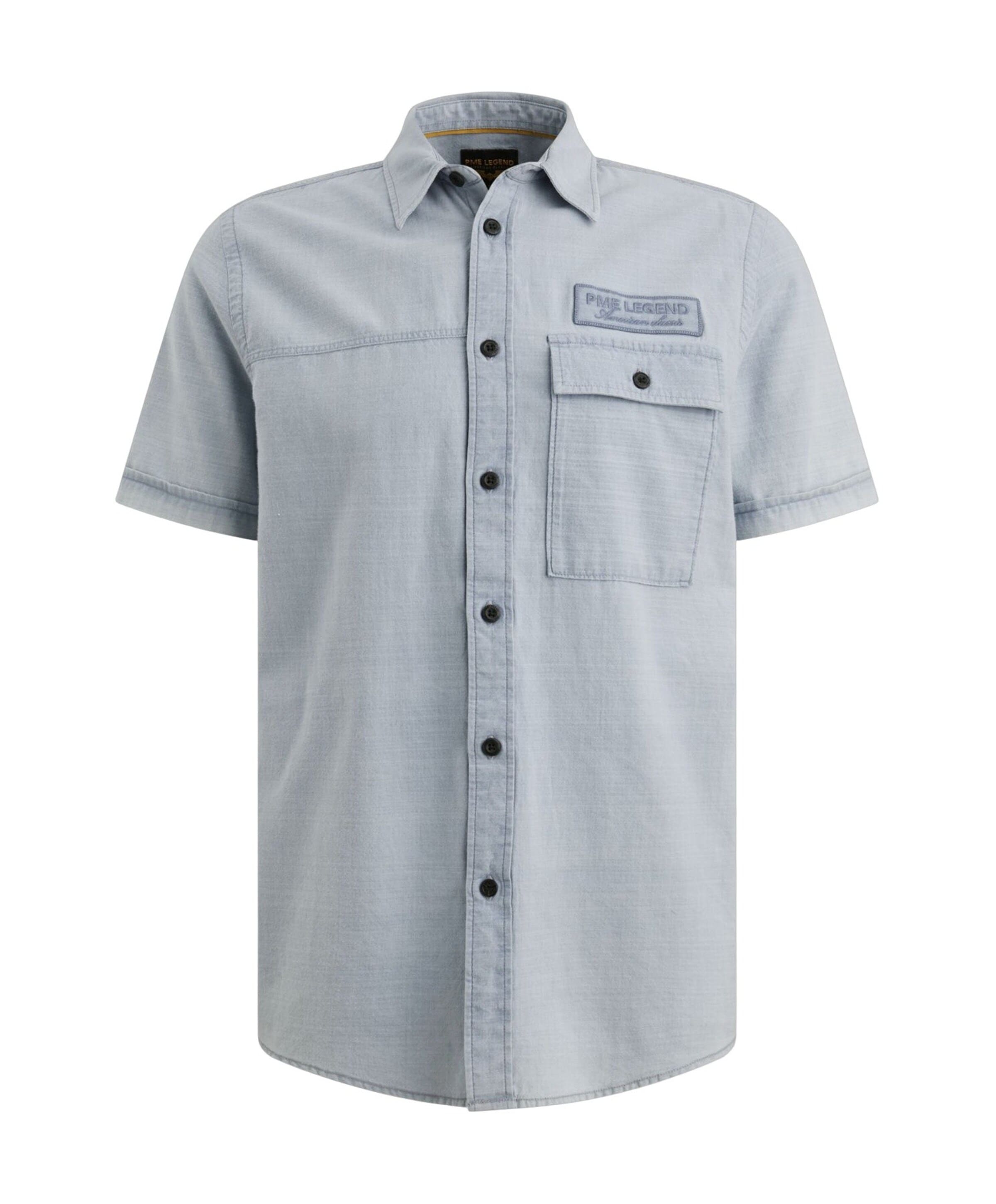 Heren overhemd korte mouw blauw
