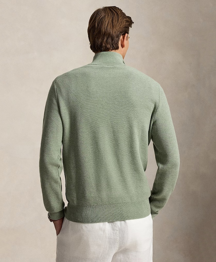 Heren trui met rits groen