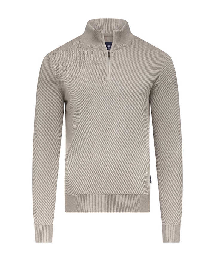 Heren trui met rits beige