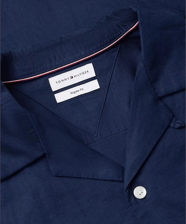 Heren overhemd korte mouw blauw