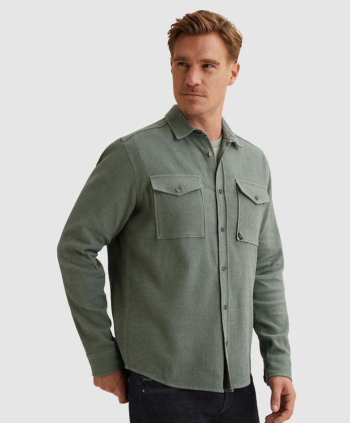Heren overhemd lange mouw groen