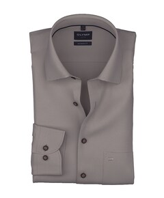 Heren overhemd lange mouw bruin