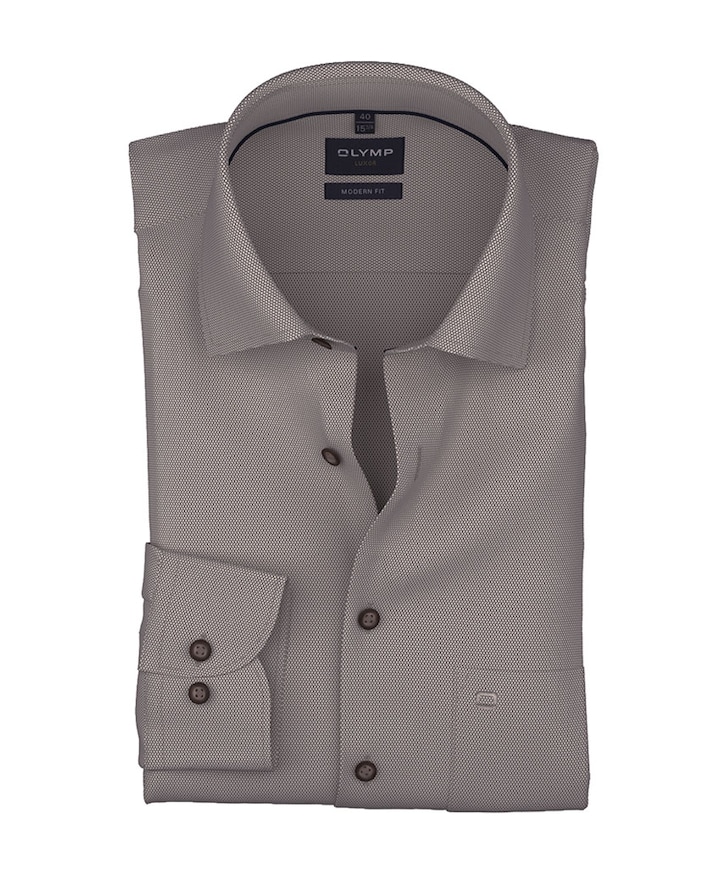 Heren overhemd lange mouw bruin