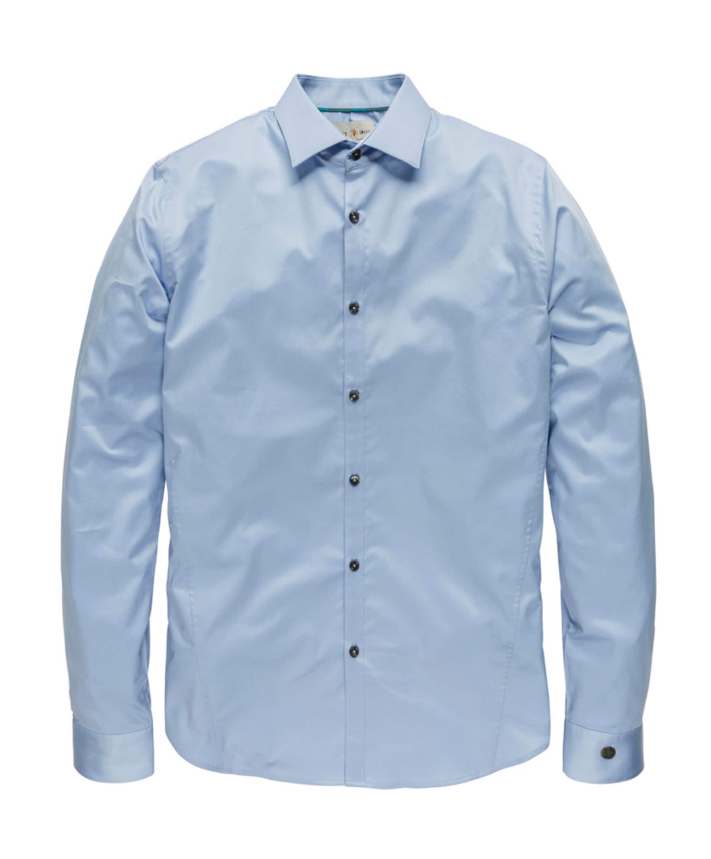 Heren overhemd lange mouw blauw