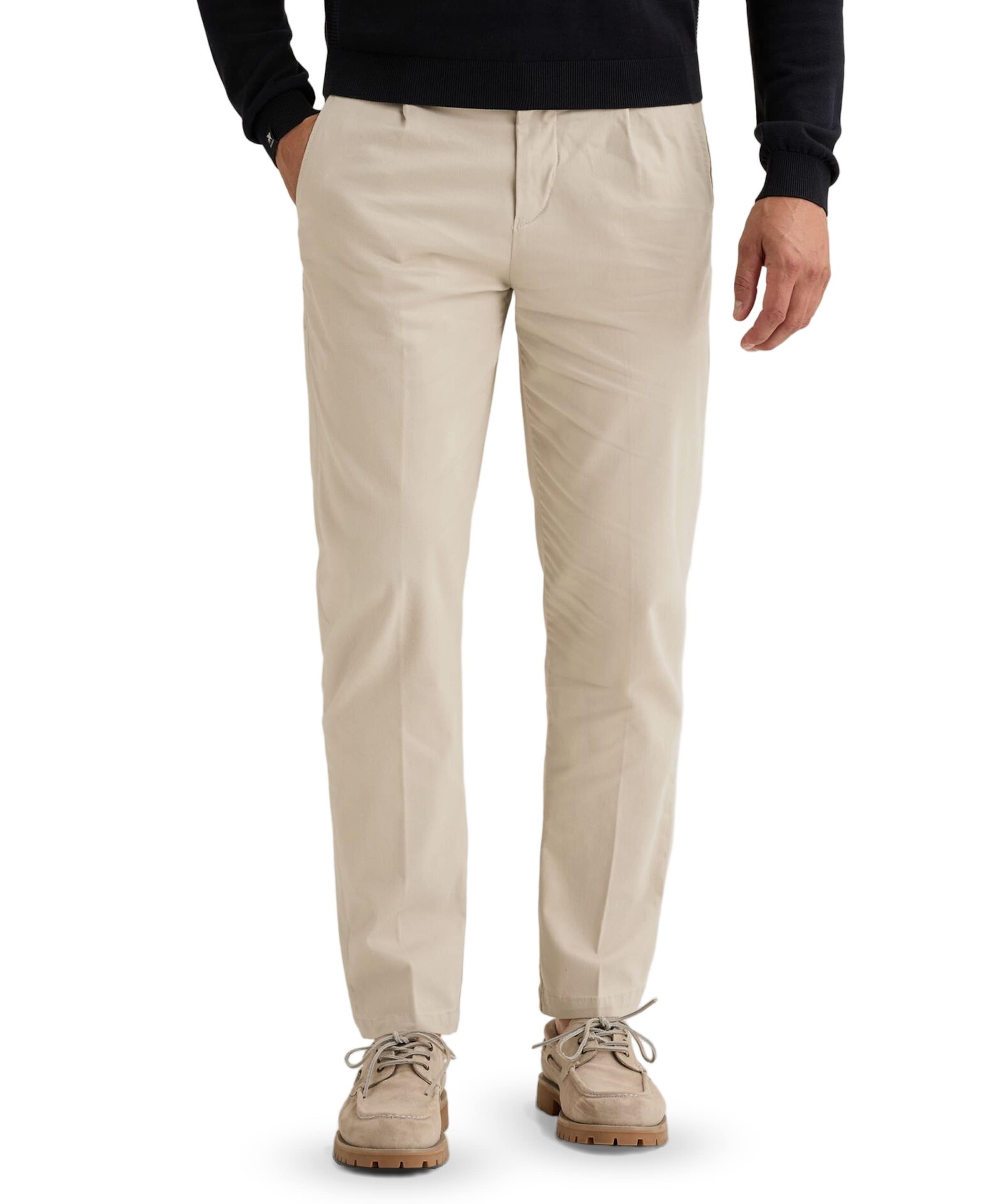 V35 RELAXED CHINO SUEDE TOUCH COTT heren broek ecru