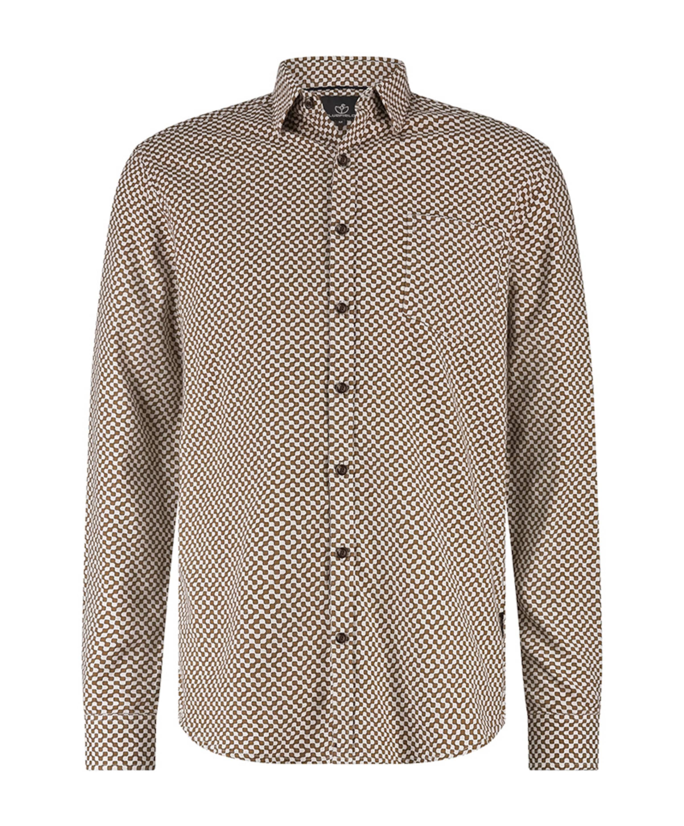 Heren overhemd lange mouw bruin