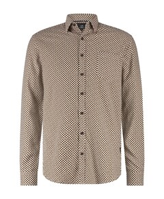 Heren overhemd lange mouw bruin