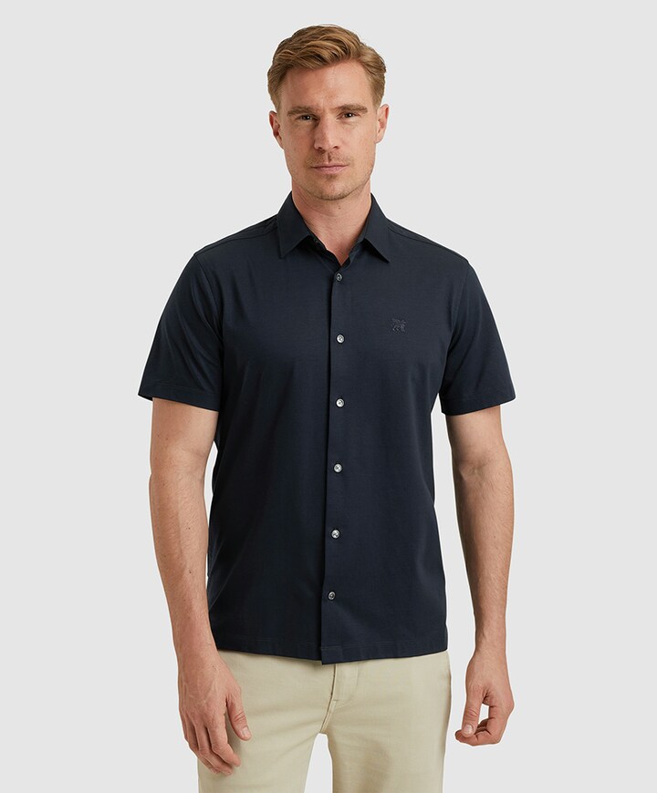 Overhemd korte mouw blauw
