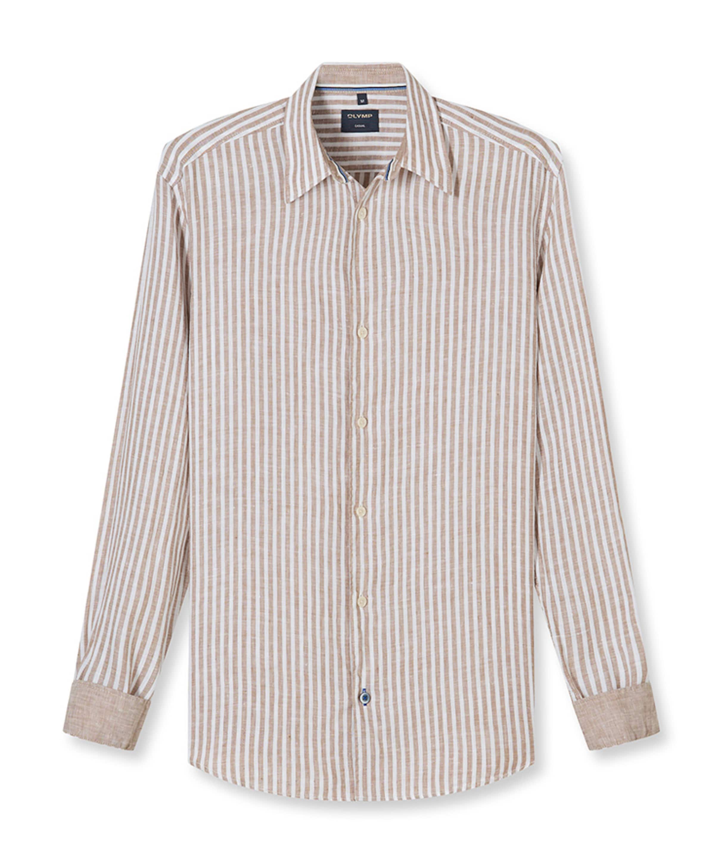 Heren overhemd lange mouw bruin