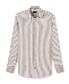 Heren overhemd lange mouw bruin