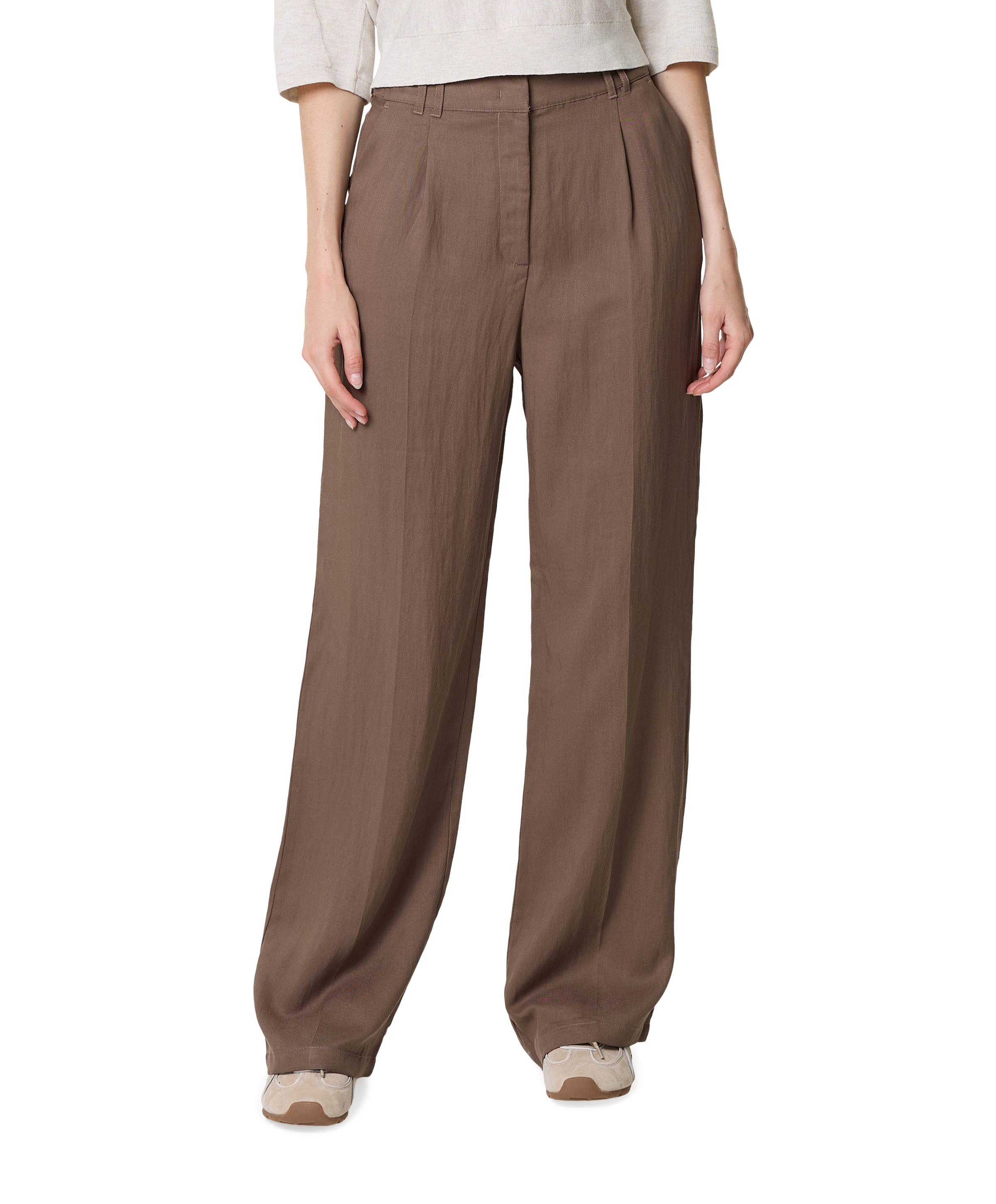 Woven wide leg trousers - L32 dames broek bruin