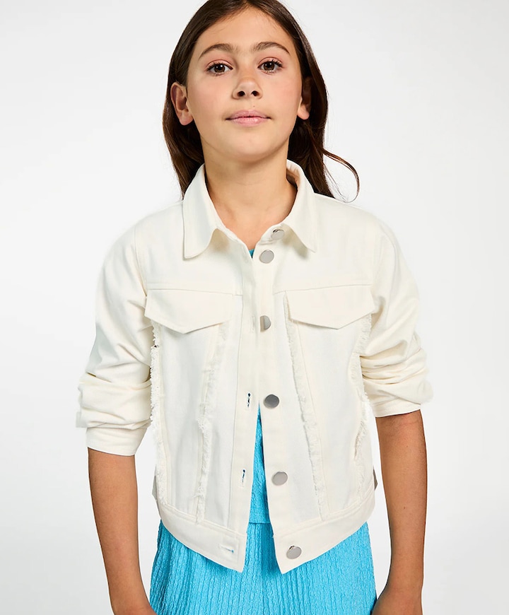 Meisjes spijkerjas ecru
