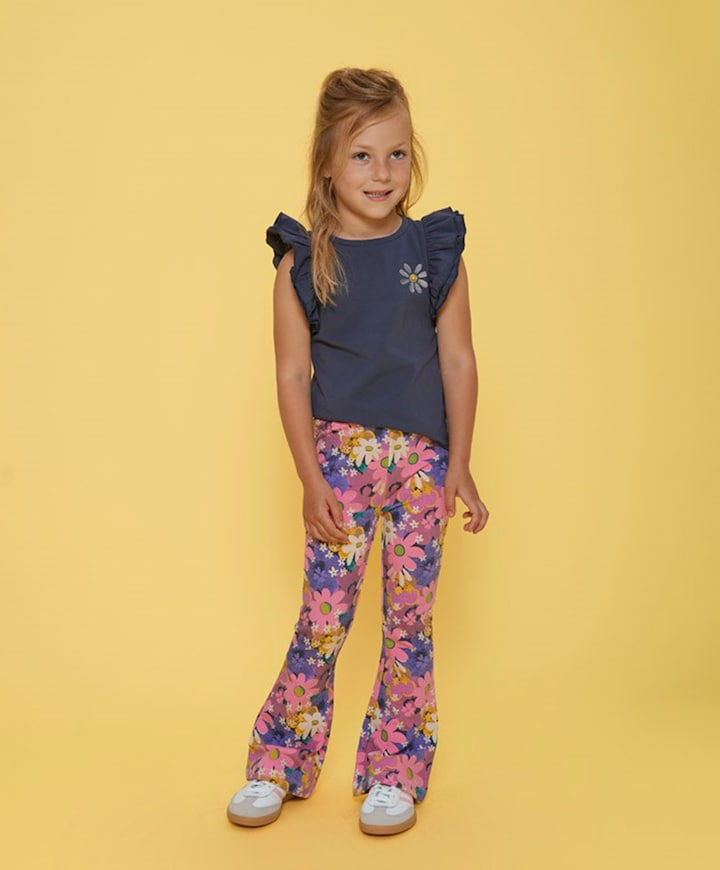 Flared broek AOP meisjes broek roze