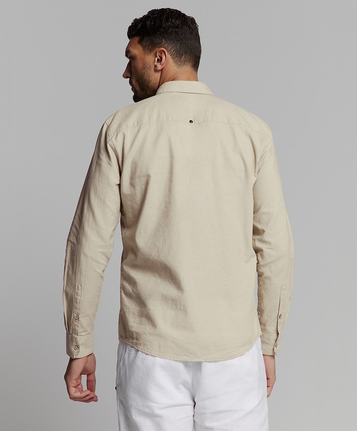 Overhemd lange mouw beige