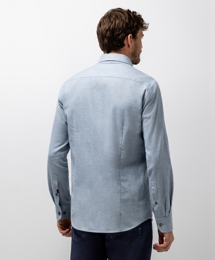 Heren overhemd lange mouw blauw