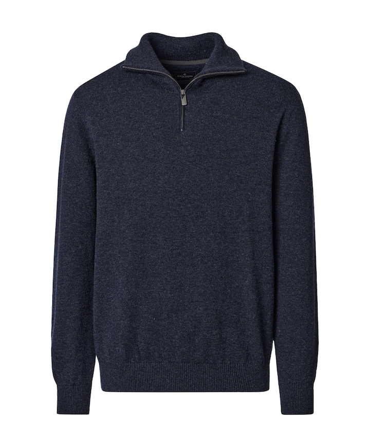 Heren trui met rits blauw