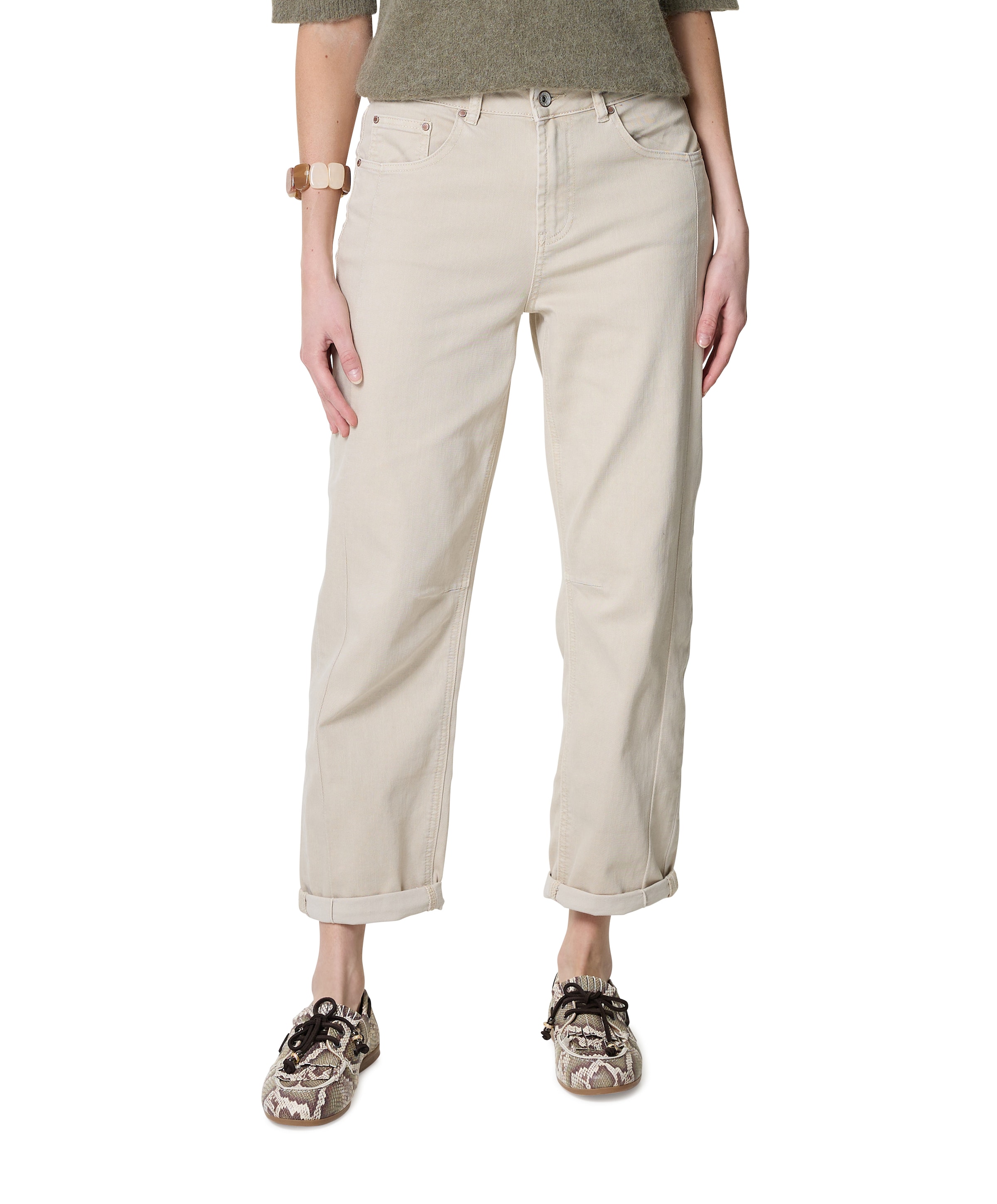 Caitlina Sidepatch Colour dames jeans beige