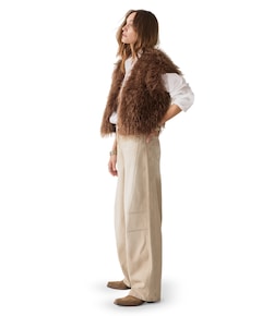 Barrel fit Retro cotton dames broek beige