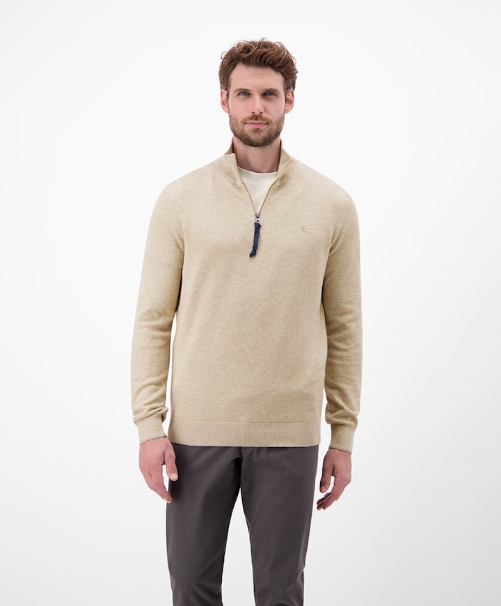 Heren trui met rits beige