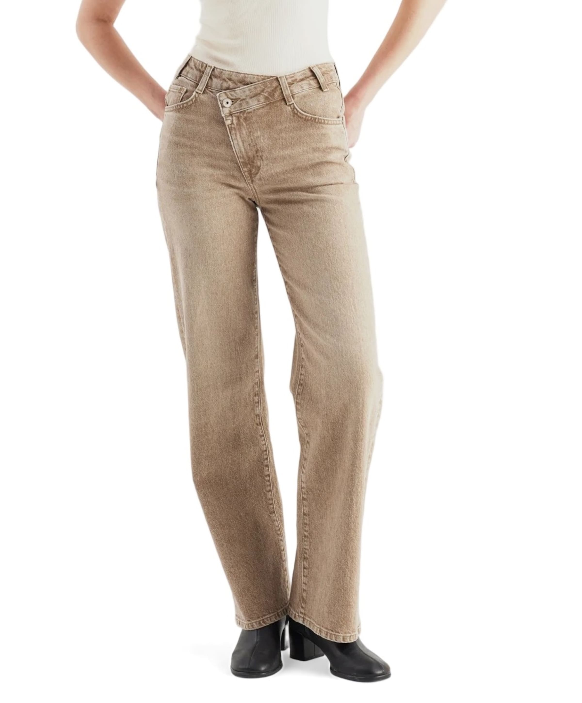 relaxed straight jeans dames jeans beige