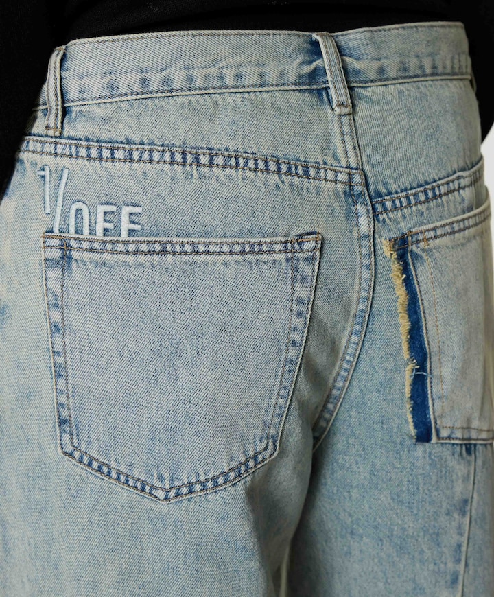 Denim Baggy Patched  dames jeans blauw