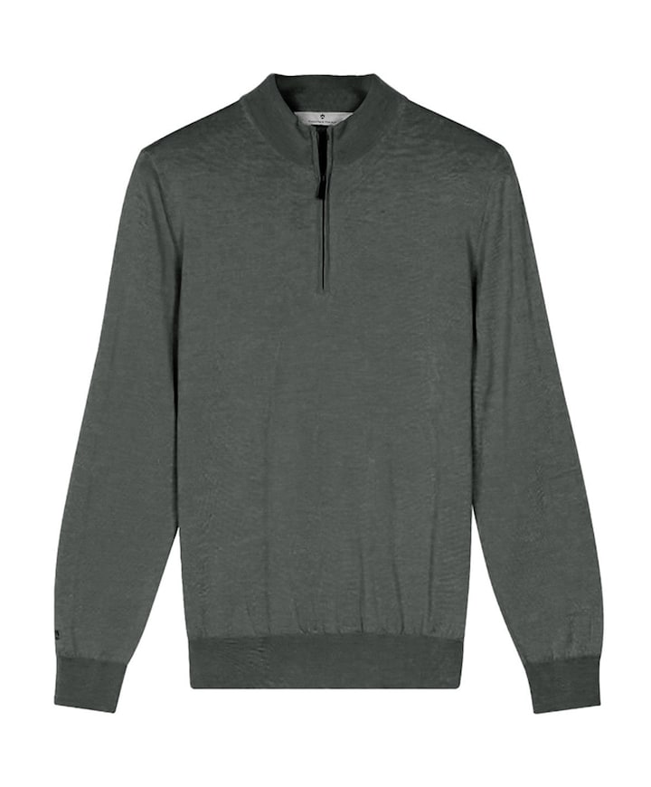 Heren trui met rits groen