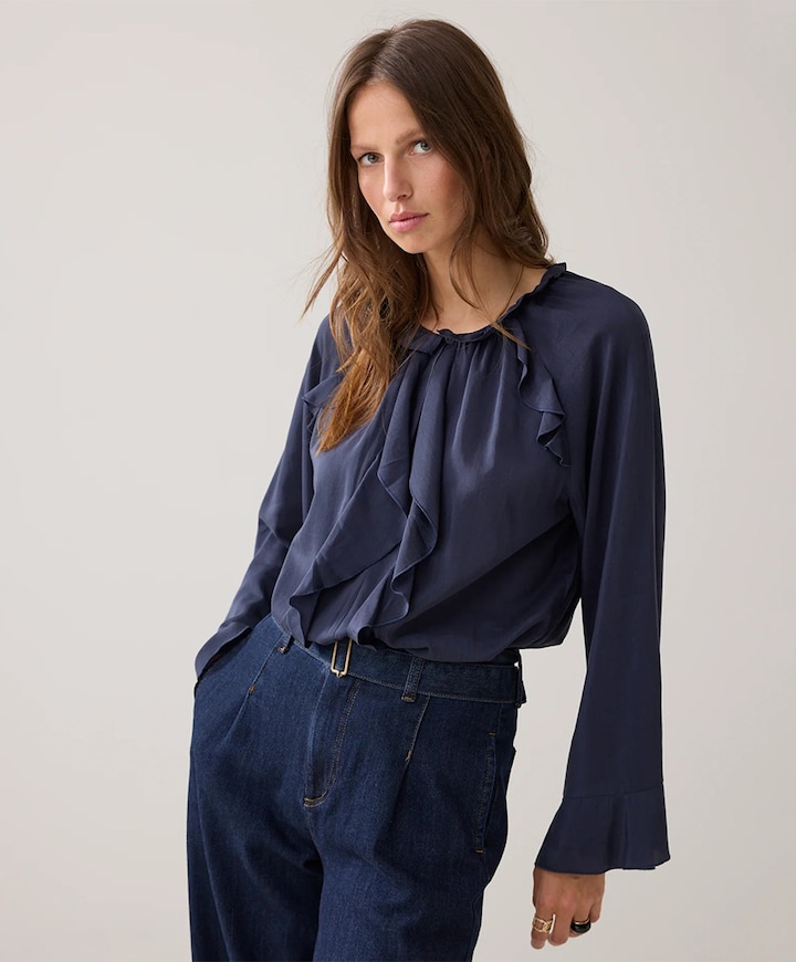 Dames blouse blauw