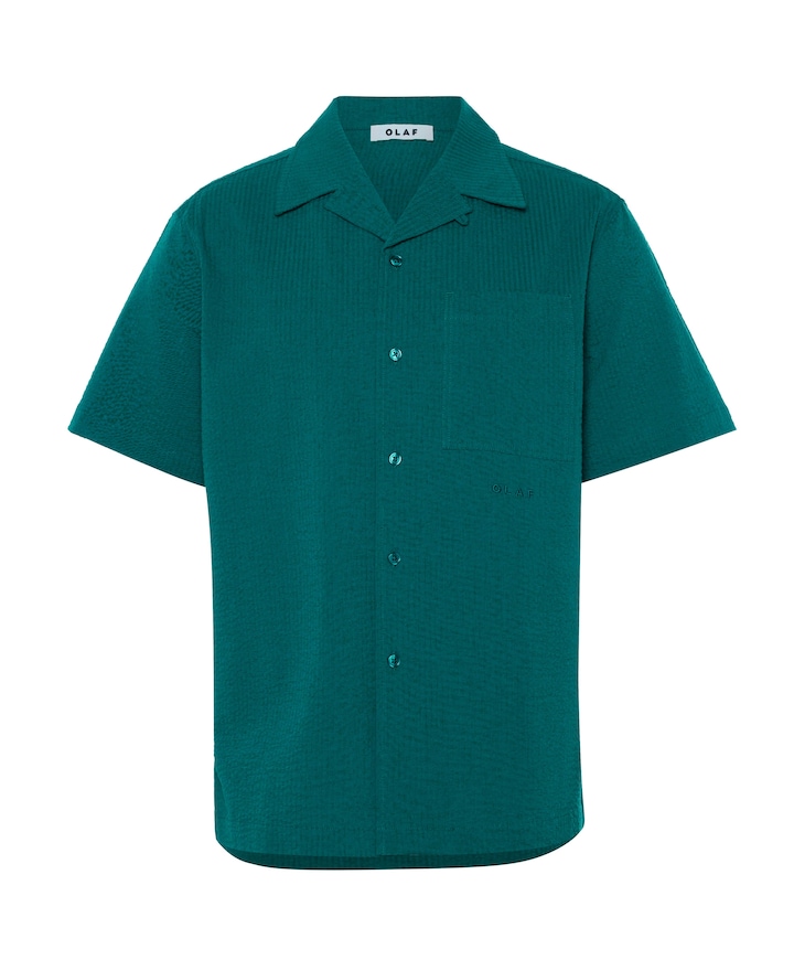 Heren overhemd korte mouw blauw