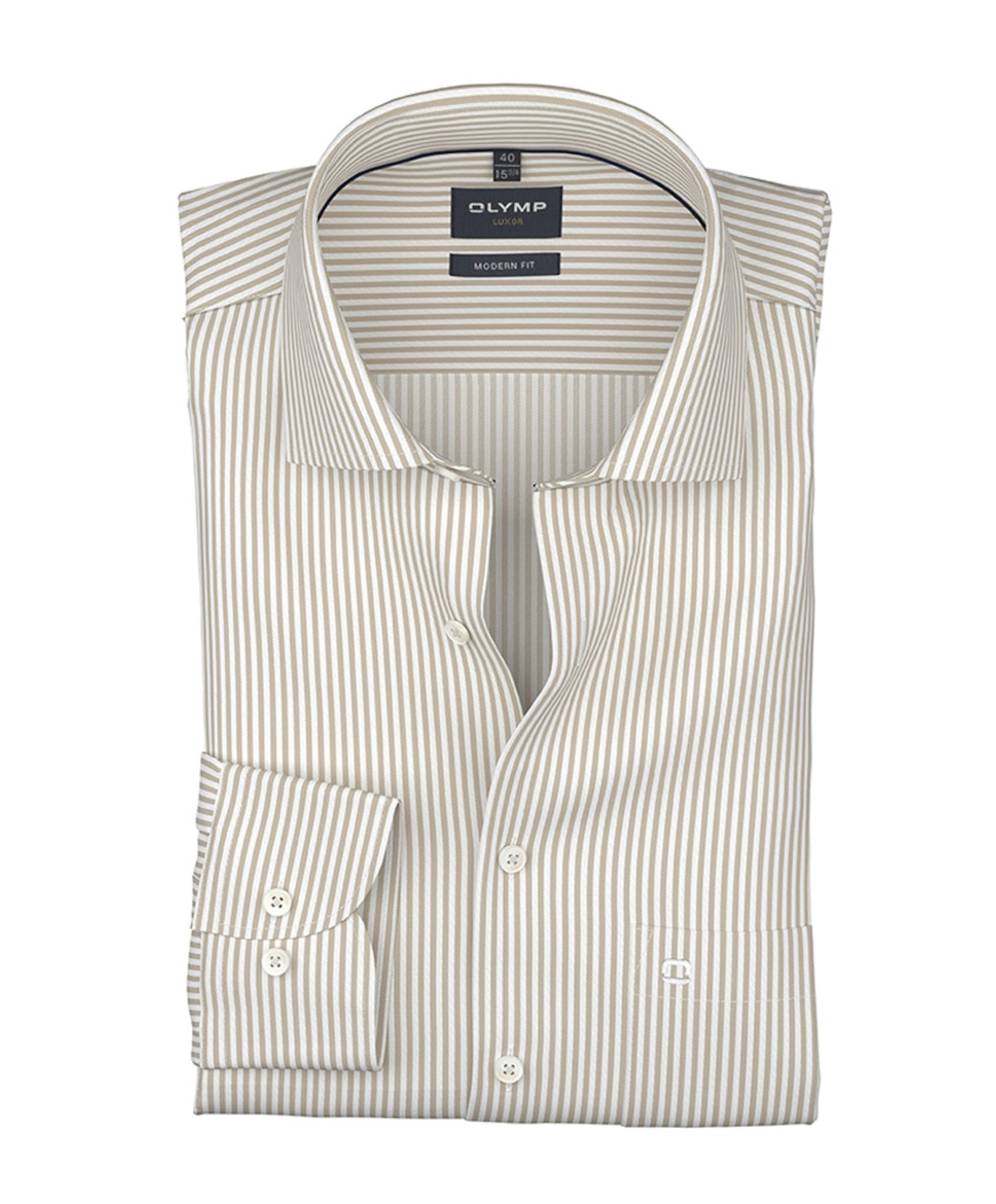 Heren overhemd lange mouw beige