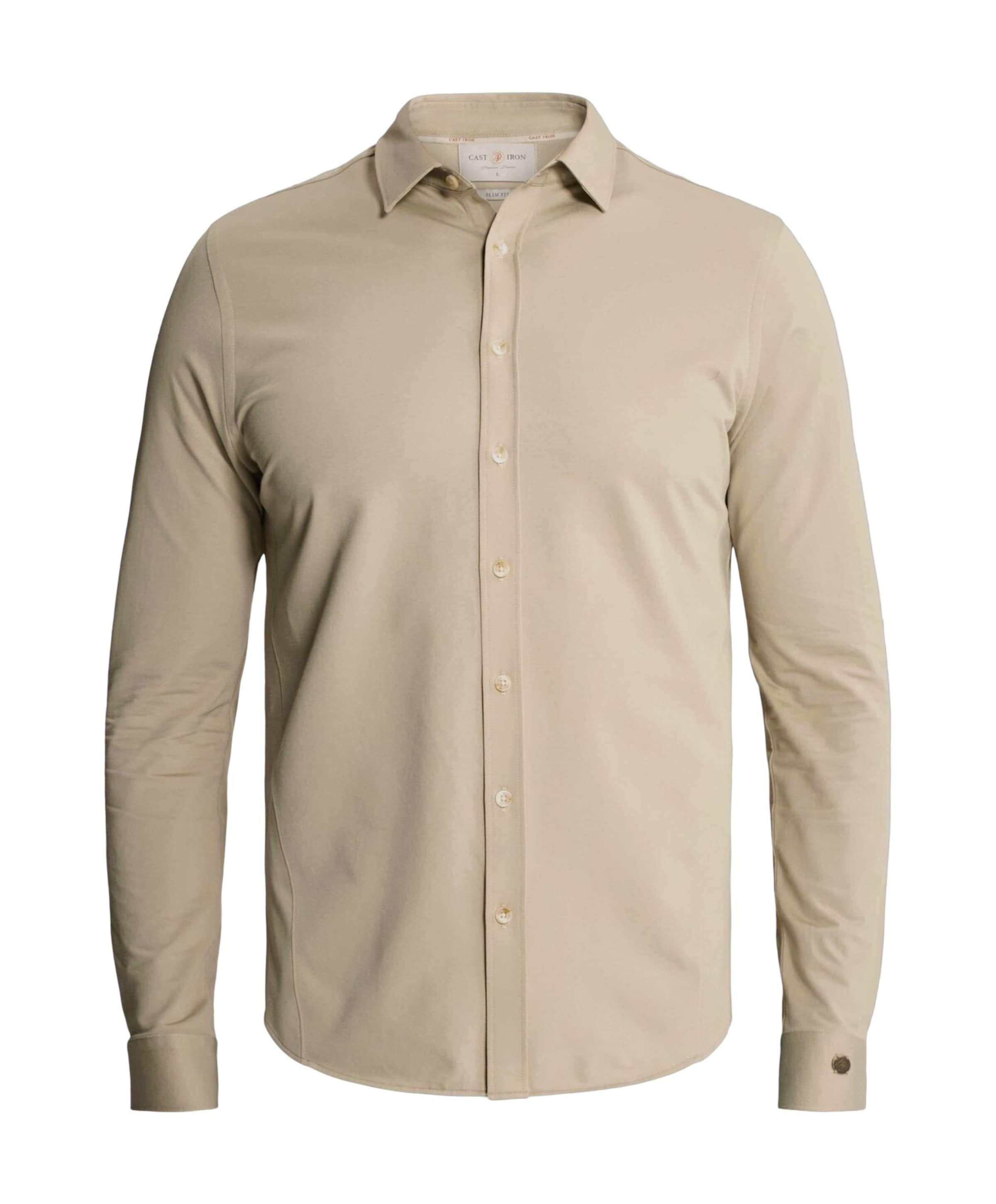 Heren overhemd lange mouw beige