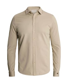 Heren overhemd lange mouw beige