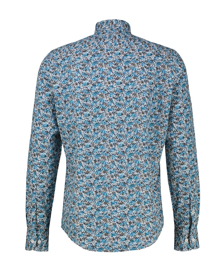 Heren overhemd lange mouw blauw