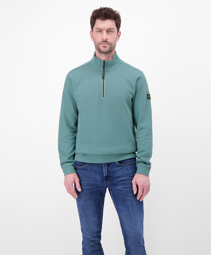 Heren trui met rits blauw